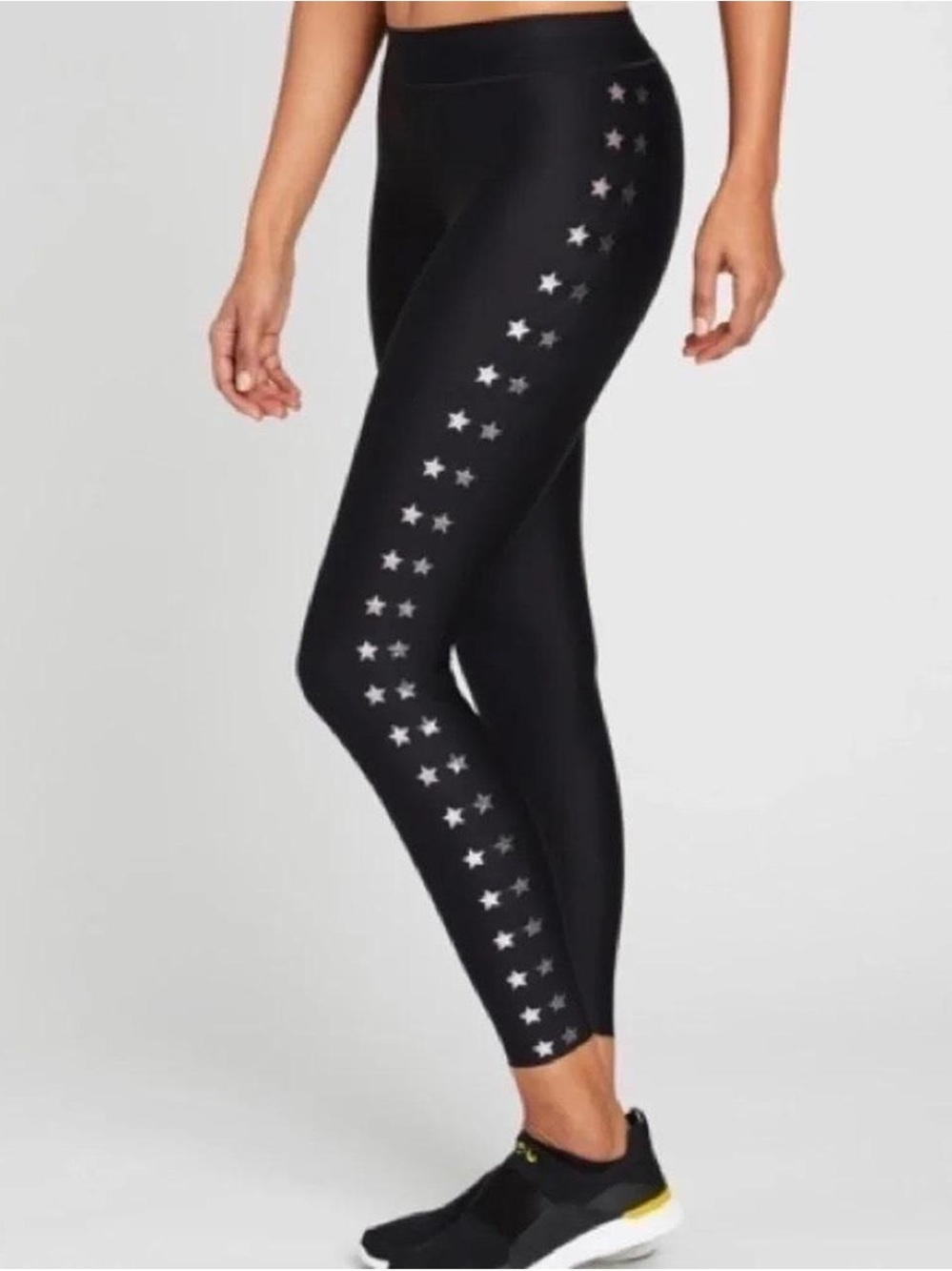 SoulCycle X Ultracor Black Leggings with Silver Star Leg Stripe